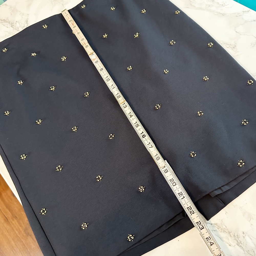 Ann Taylor Jewel Embellished Navy Blue Ponte Knit Pencil Skirt Women's Size 14 - Picture 10 of 10